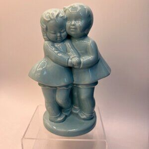Vintage Shawnee Pottery Blue Boy and Girl Planter, Succulent Planter, Ceramic Va